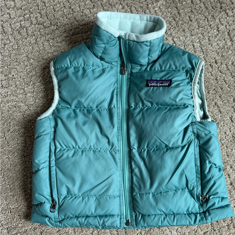 Patagonia Teal Down Vest Fleece Lined 3-4